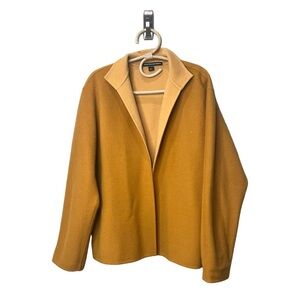 Ellen Tracy Soft Wool Boxy Swing Coat in Mustard Two Tone Warm Yellow Size Large